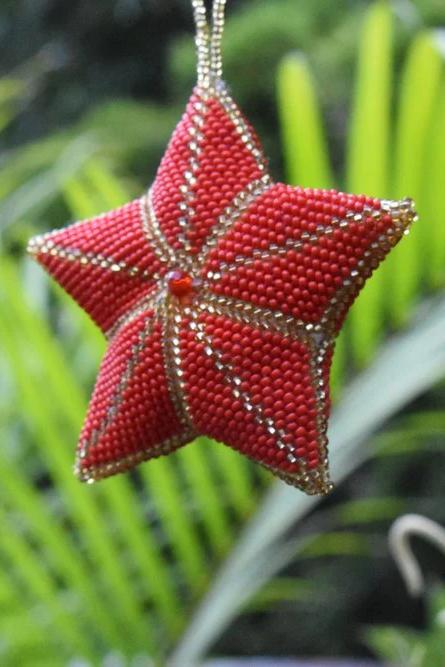 Red Stuffed Star Ornament