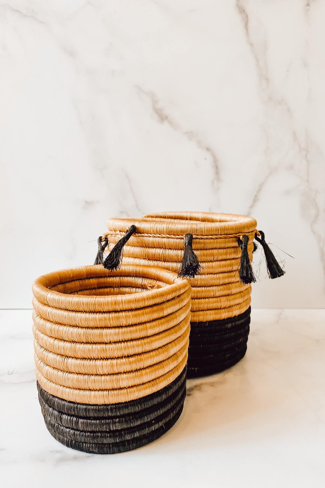 Black Vandi Basket with Tassels